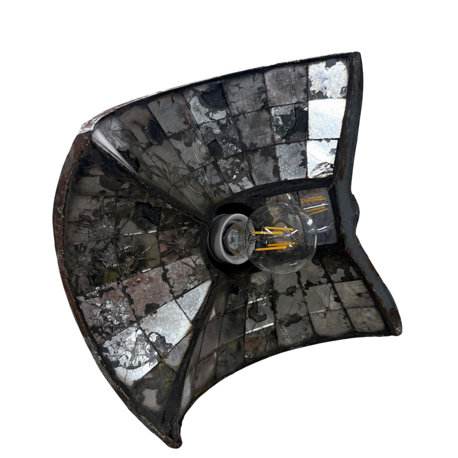 Nr. 3 Vintage industrial mirrored pendant light by Esla