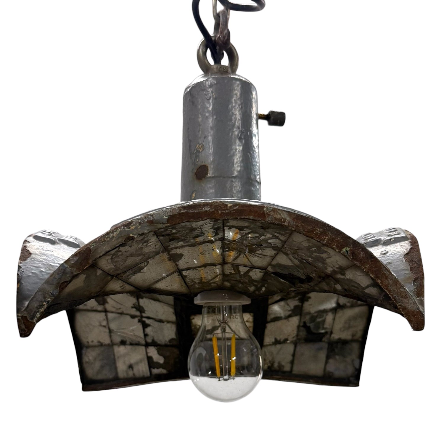 Nr. 3 Vintage industriële spiegelende hanglamp van Esla
