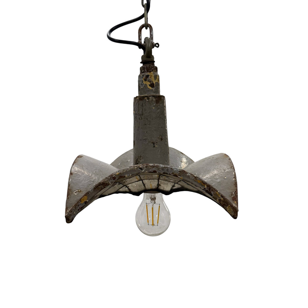 Nr. 1 Vintage industriële hanglamp met spiegelglas van Esla