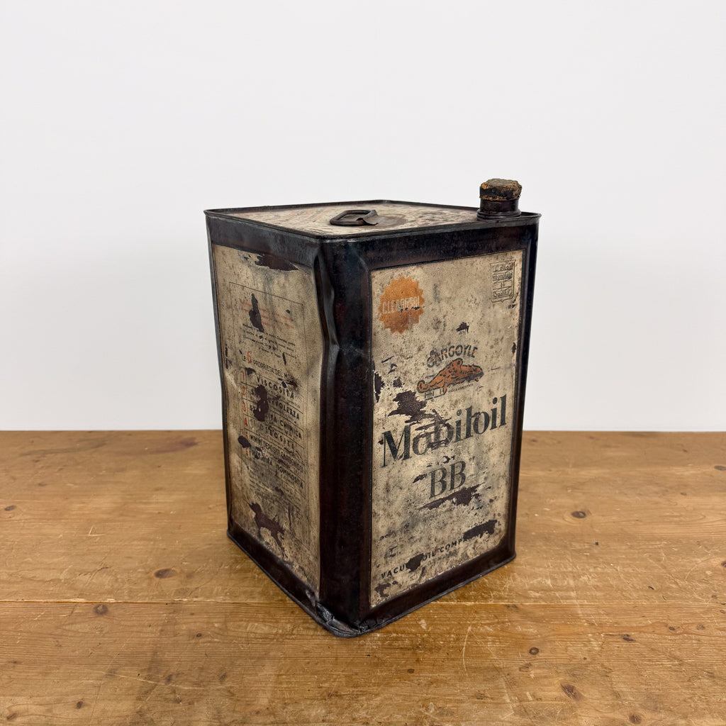 Vintage Italian Gargoyle Mobiloil BB Motor Oil Can
