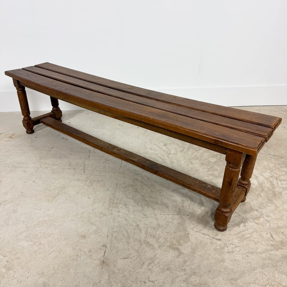 Pair of Antique Oak Benches with Turned Legs