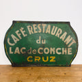 Vintage French Café Restaurant du Lac de Conche Cruz Metal Sign