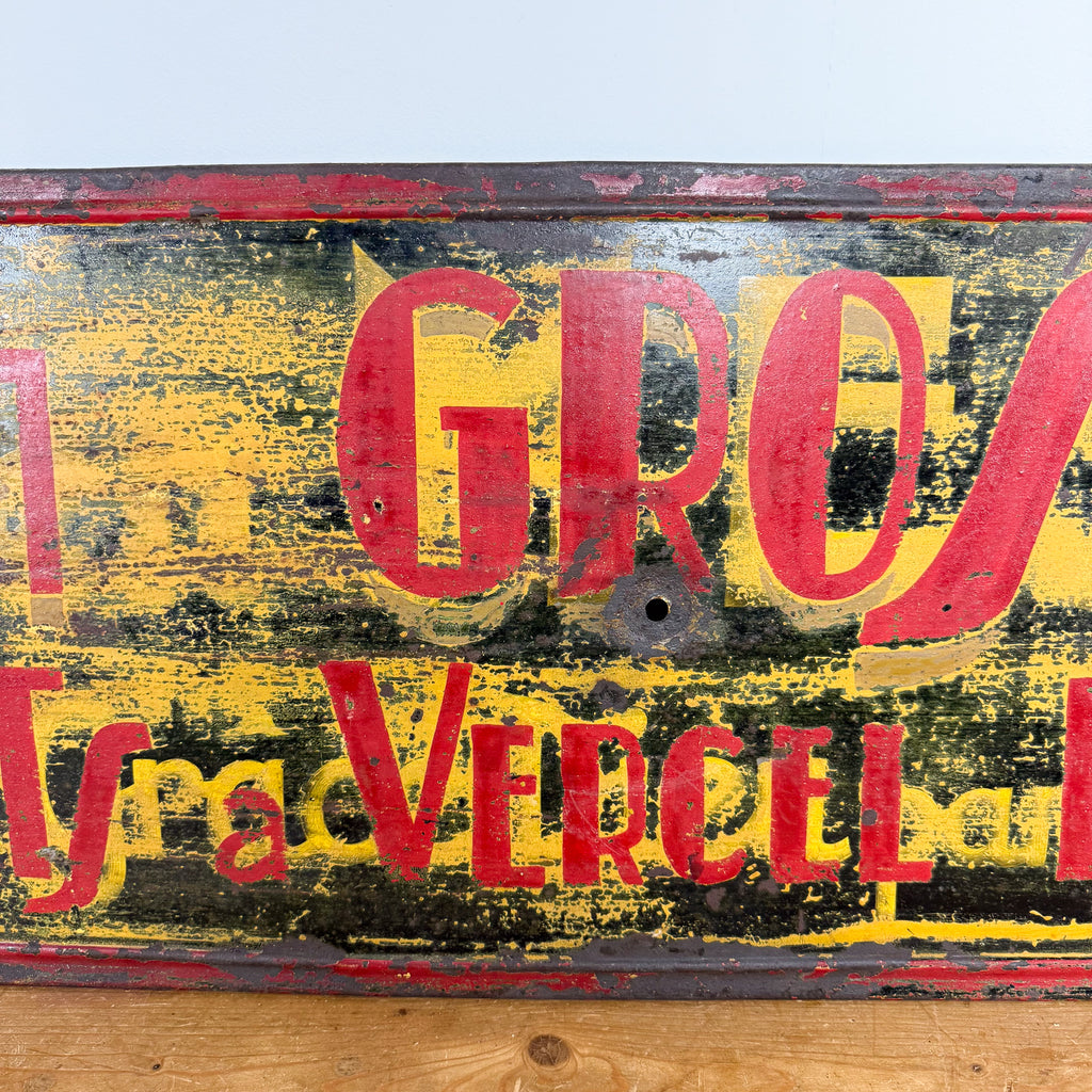 Vintage industrieel Frans transport-reclamebord van metaal