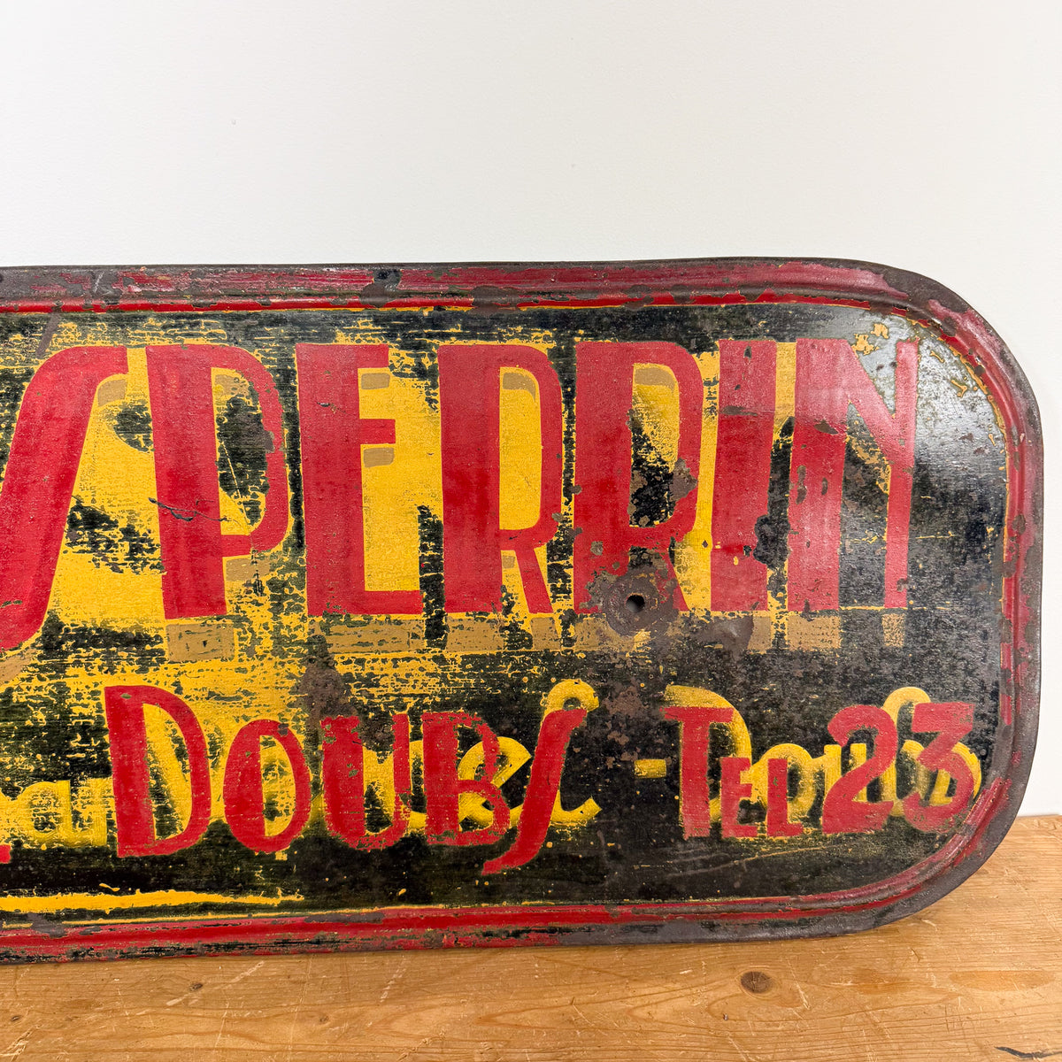 Vintage industrial french transport advertising sign in metal