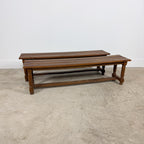 Pair of Antique Oak Benches with Turned Legs