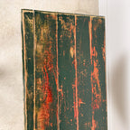 Vintage industrial bistro table with green painted wooden top