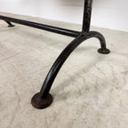 Vintage industrial bistro table with green painted wooden top