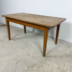 Antique French Cherrywood Farmhouse Dining Table with Drawer