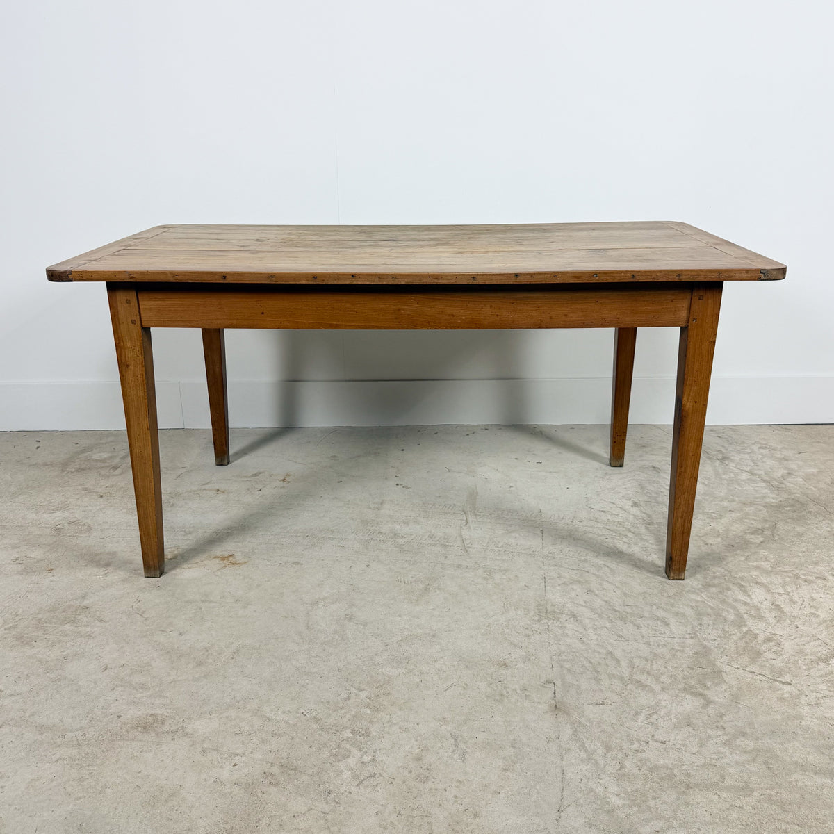Antique French Cherrywood Farmhouse Dining Table with Drawer