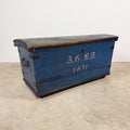Antique Blue Painted Wooden Chest – Dated 1871