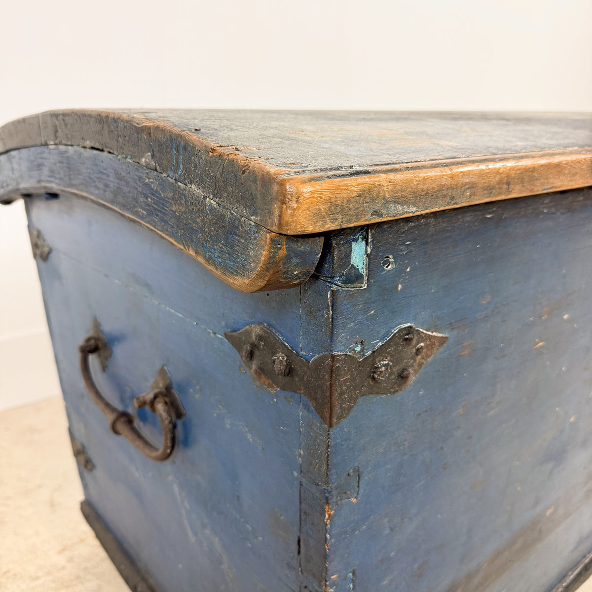 Antique Blue Painted Wooden Chest – Dated 1871