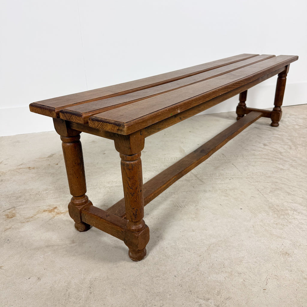 Pair of Antique Oak Benches with Turned Legs