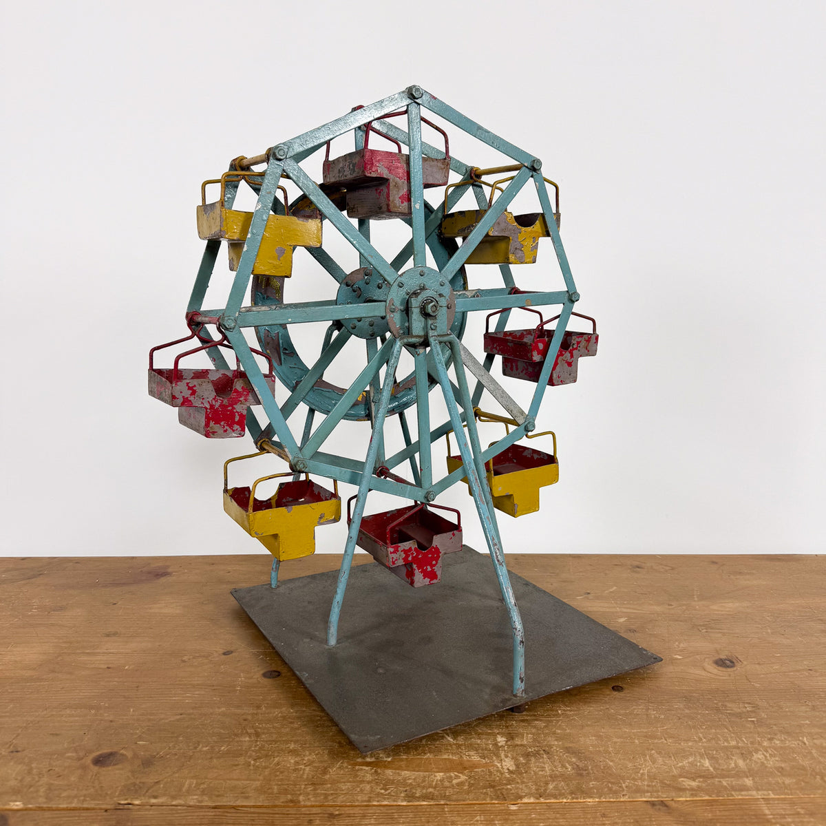 Vintage Metal Ferris Wheel Fairground Model
