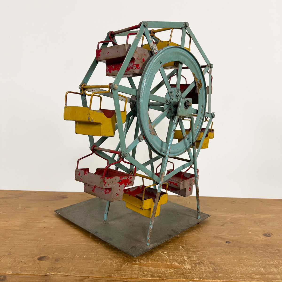 Vintage Metal Ferris Wheel Fairground Model
