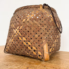 Vintage Woven Bamboo Basket with Rope Handles