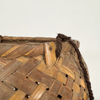 Vintage Woven Bamboo Basket with Rope Handles