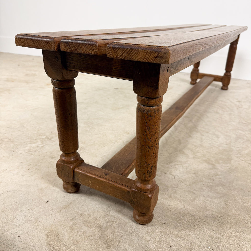 Pair of Antique Oak Benches with Turned Legs