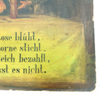 Antique German French Café Painting – Die Rose blüht