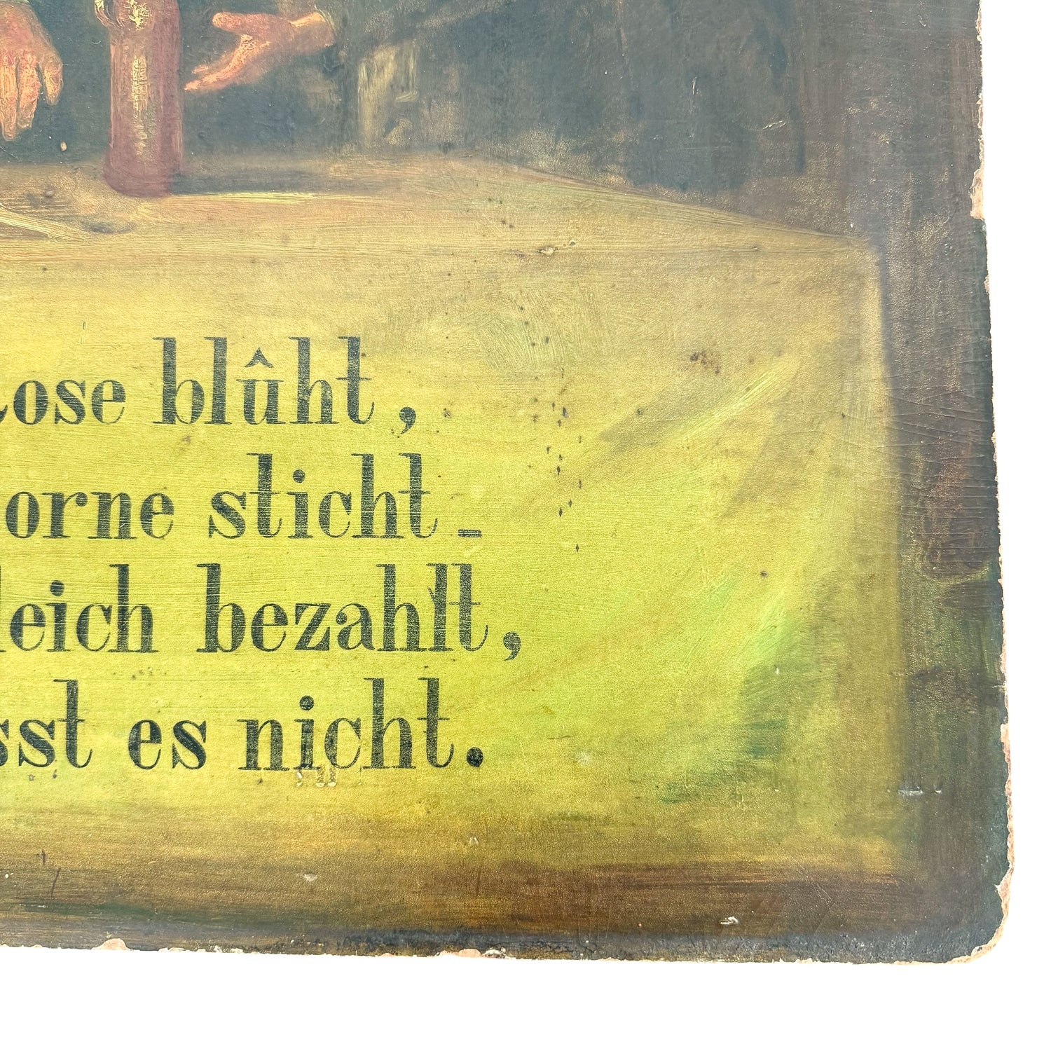 Antique German French Café Painting – Die Rose blüht