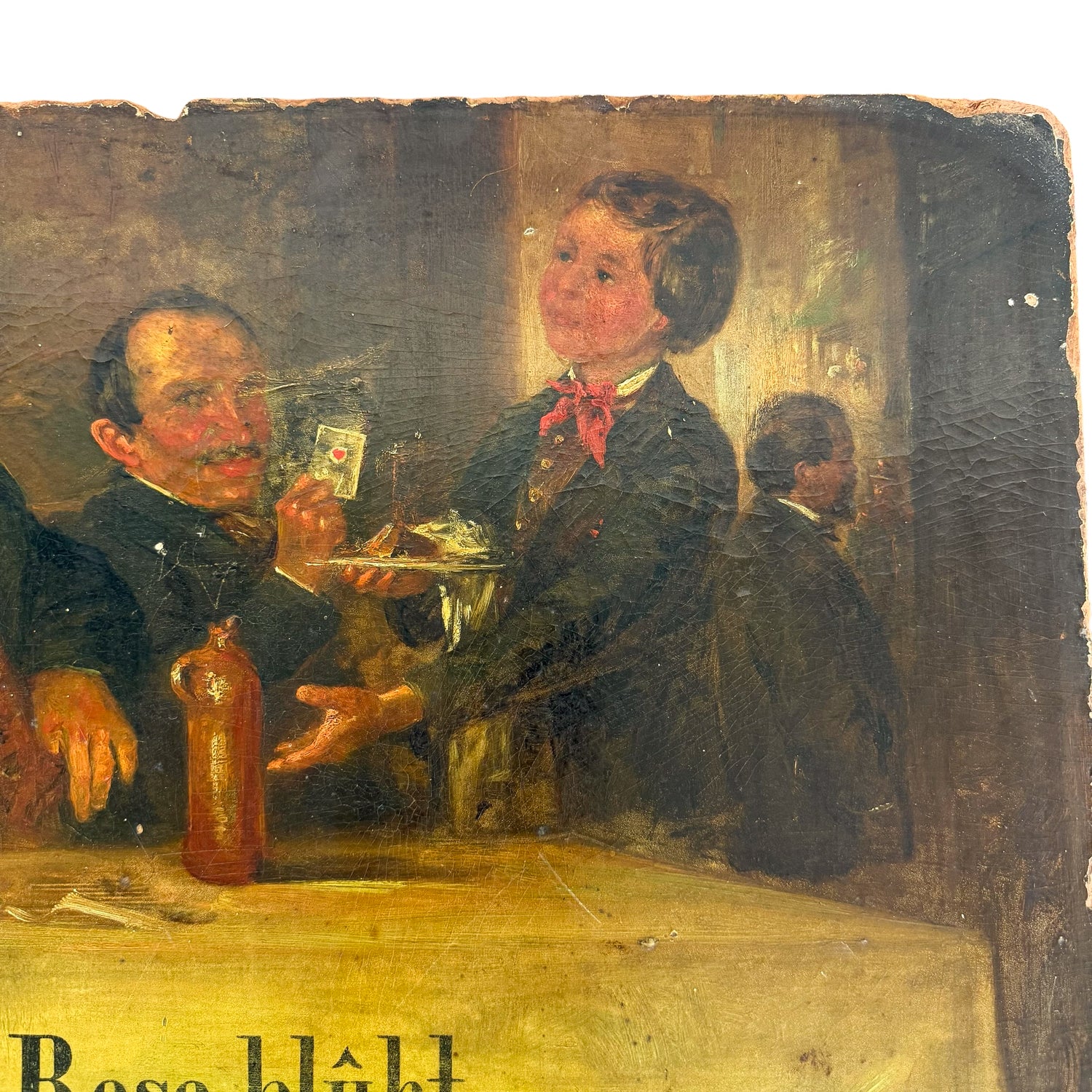 Antique German French Café Painting – Die Rose blüht