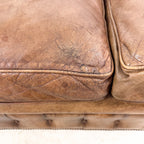 Vintage brown leather chesterfield two seater sofa