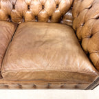 Vintage brown leather chesterfield two seater sofa
