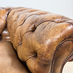 Vintage brown leather chesterfield two seater sofa