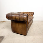 Vintage brown leather chesterfield two seater sofa