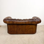 Vintage brown leather chesterfield two seater sofa