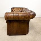 Vintage brown leather chesterfield two seater sofa