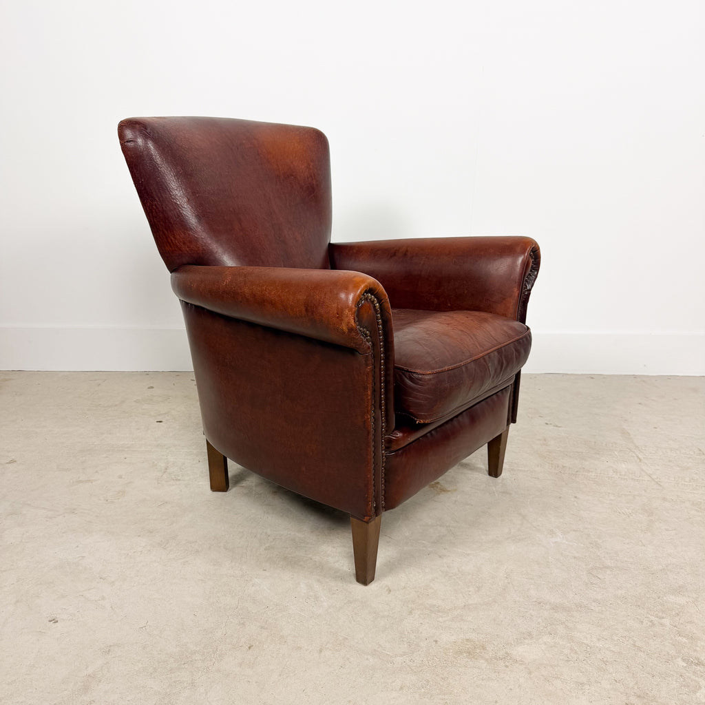 Vintage Cognac Sheep skin Leather Armchair
