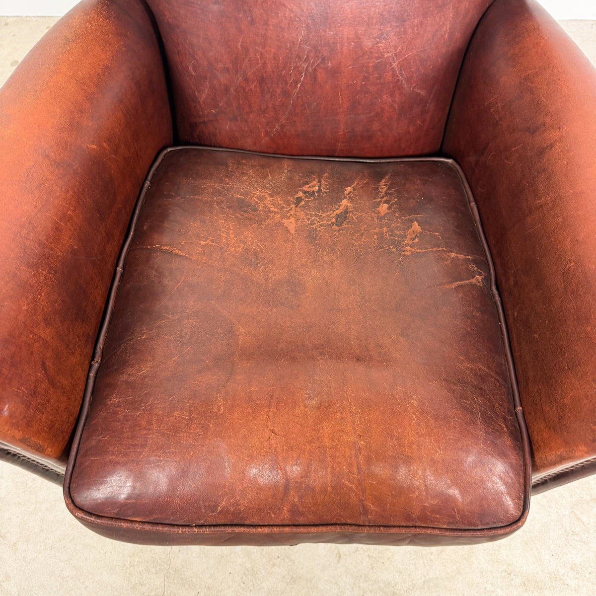Vintage Cognac Sheep skin Leather Armchair