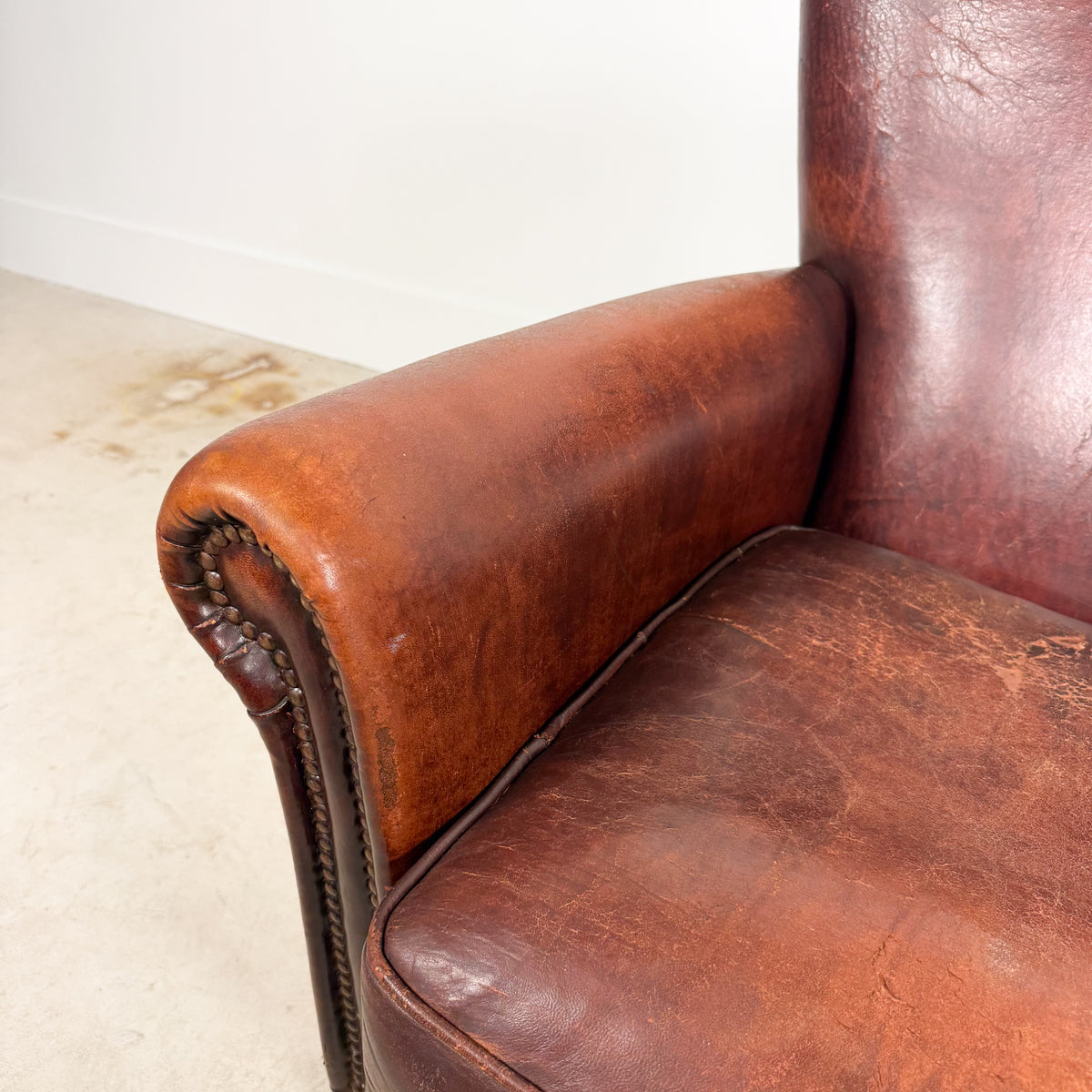 Vintage Cognac Sheep skin Leather Armchair