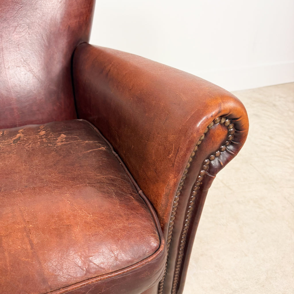 Vintage Cognac Sheep skin Leather Armchair