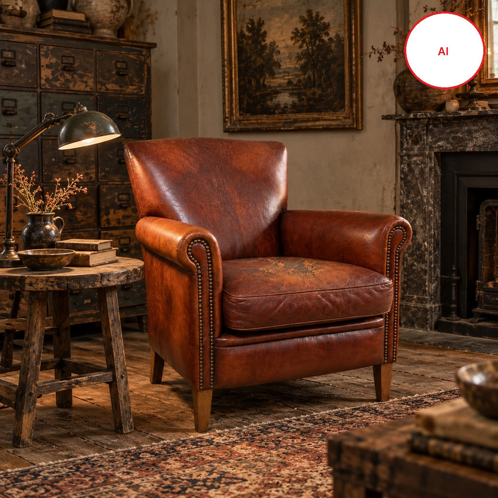 Vintage Cognac Sheep skin Leather Armchair