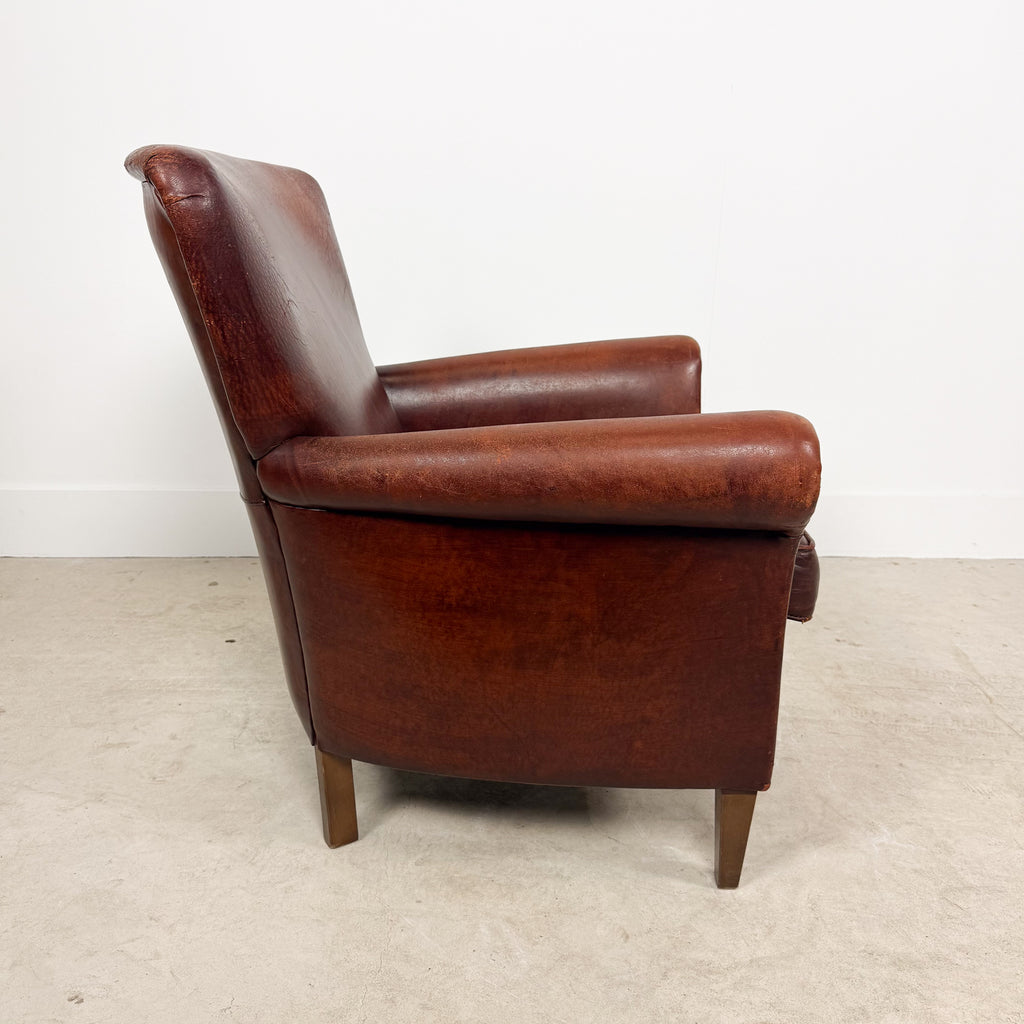 Vintage Cognac Sheep skin Leather Armchair