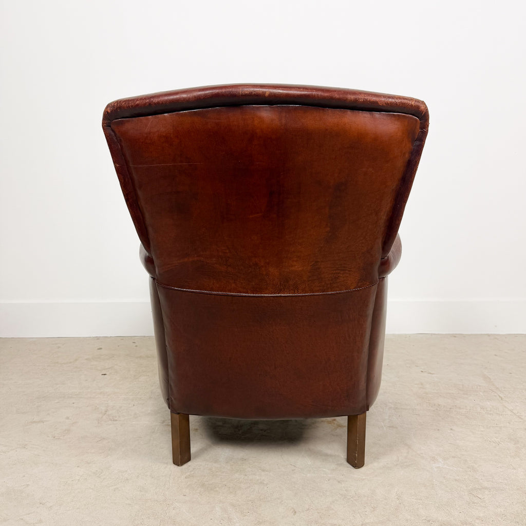 Vintage Cognac Sheep skin Leather Armchair