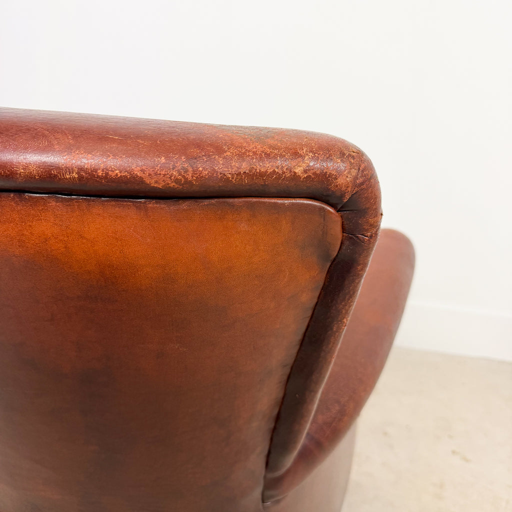 Vintage Cognac Sheep skin Leather Armchair