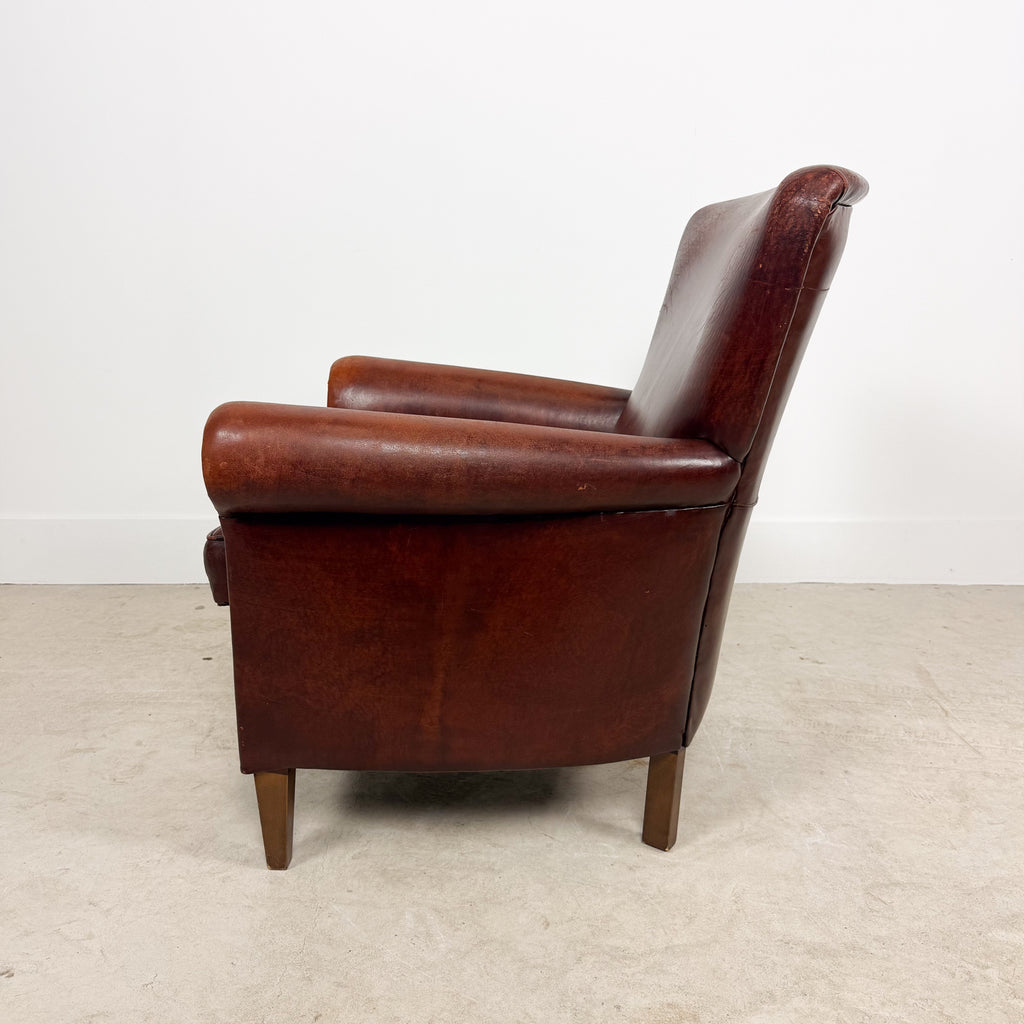 Vintage Cognac Sheep skin Leather Armchair