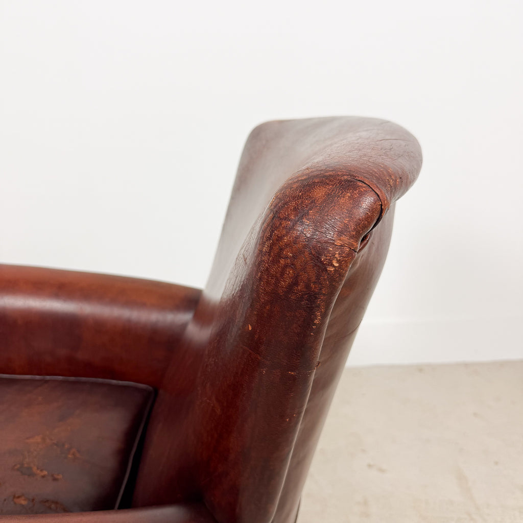 Vintage Cognac Sheep skin Leather Armchair