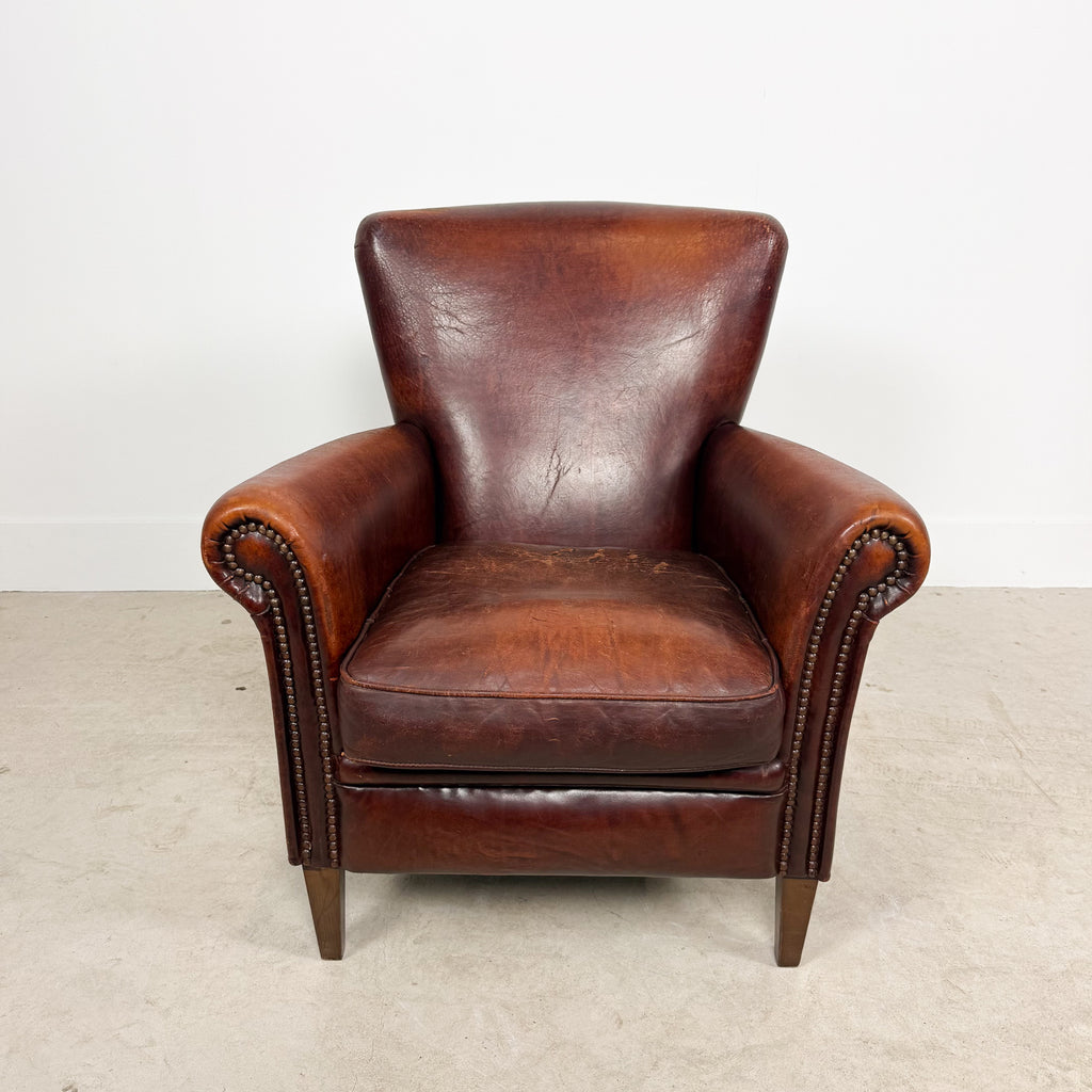 Vintage Cognac Sheep skin Leather Armchair