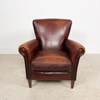 Vintage Cognac Sheep skin Leather Armchair