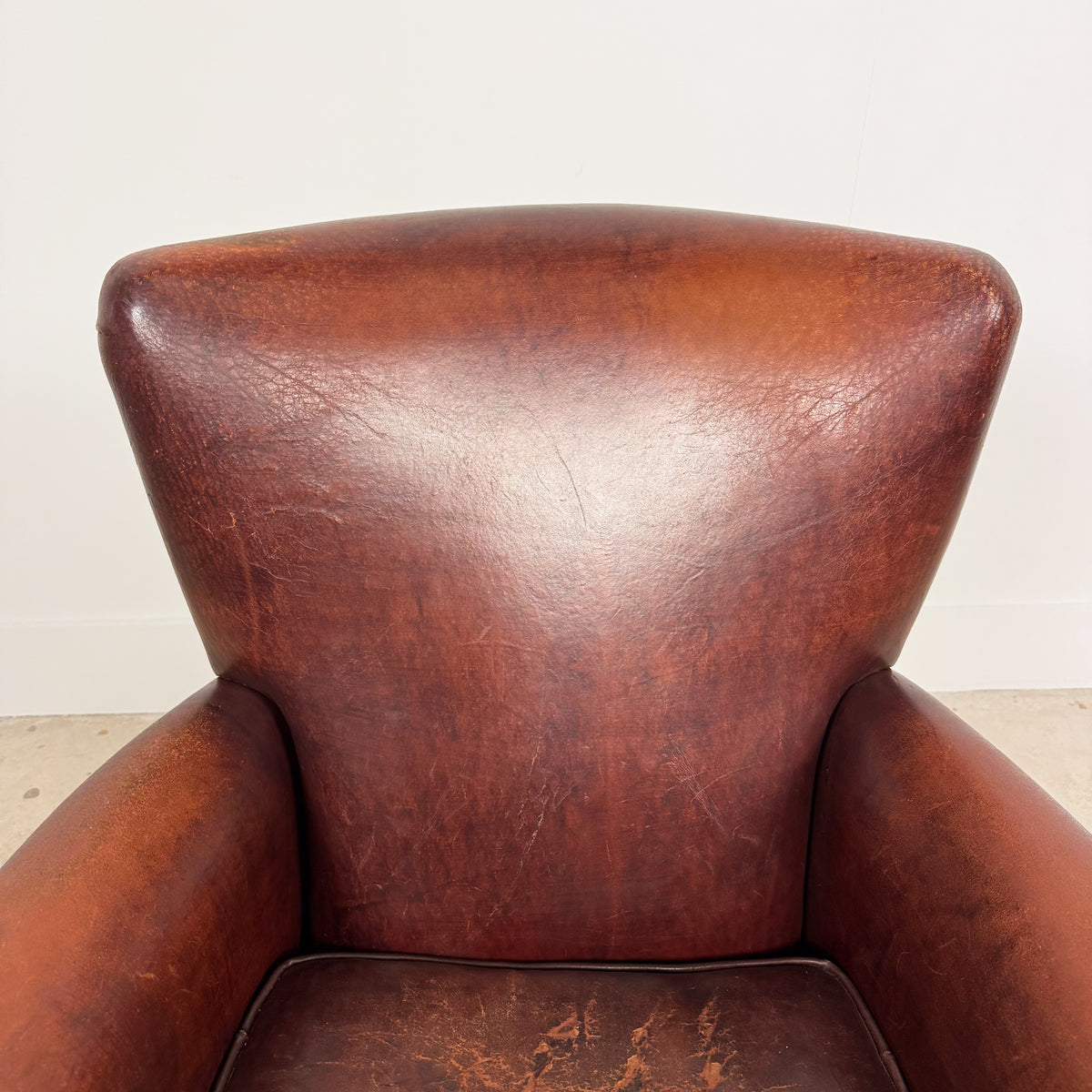 Vintage Cognac Sheep skin Leather Armchair