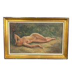 Antique Oil Painting of a Reclining Female Nude