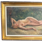 Antique Oil Painting of a Reclining Female Nude