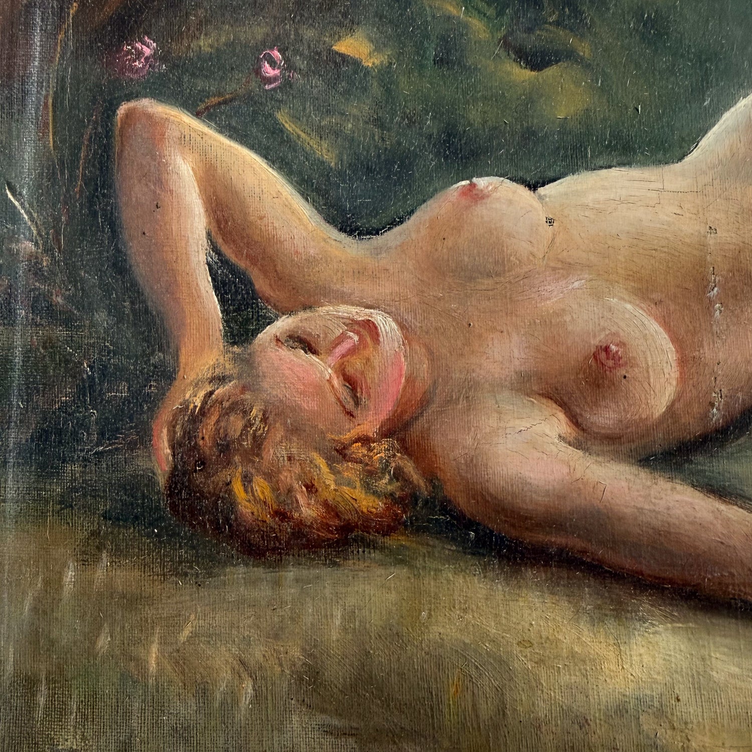 Antique Oil Painting of a Reclining Female Nude