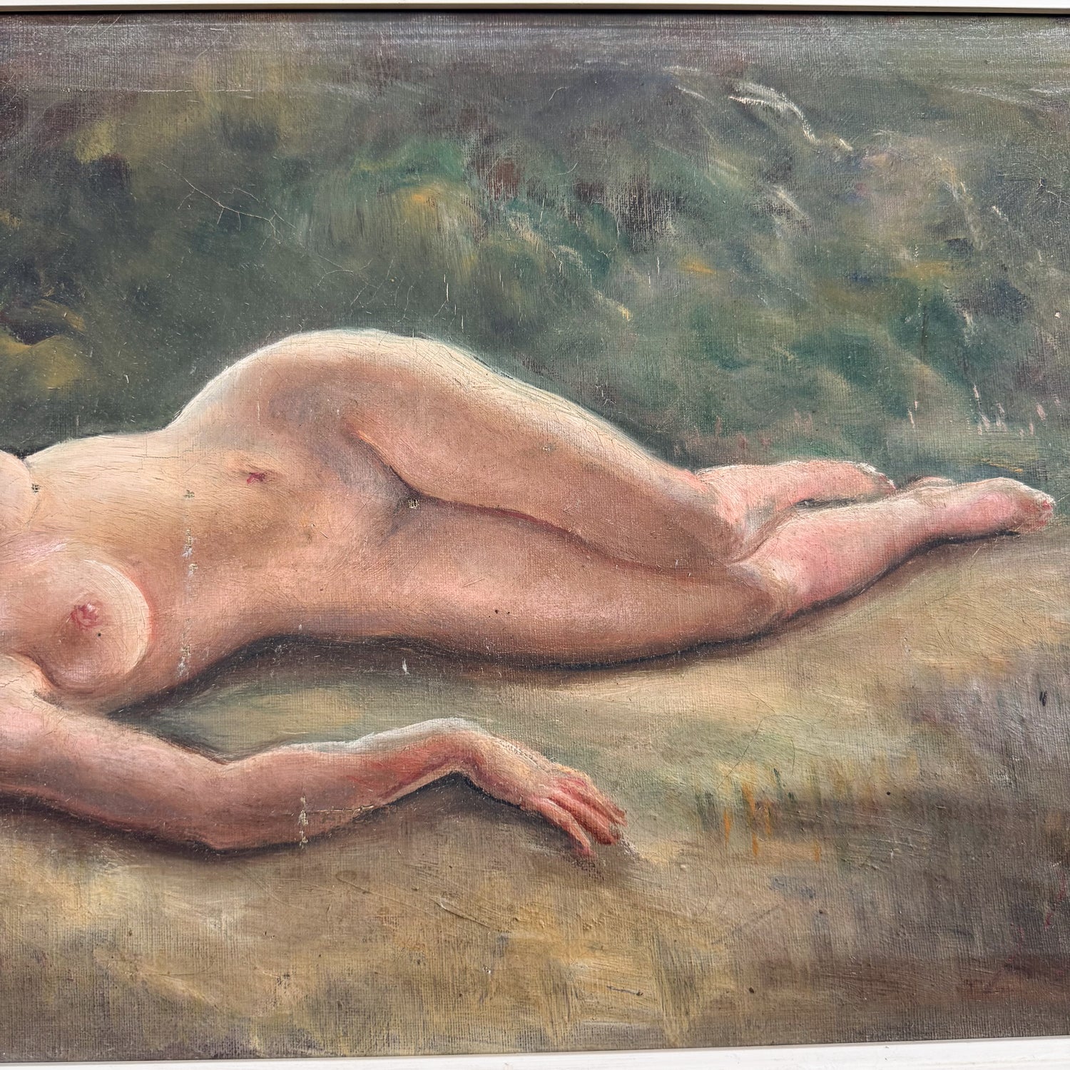 Antique Oil Painting of a Reclining Female Nude