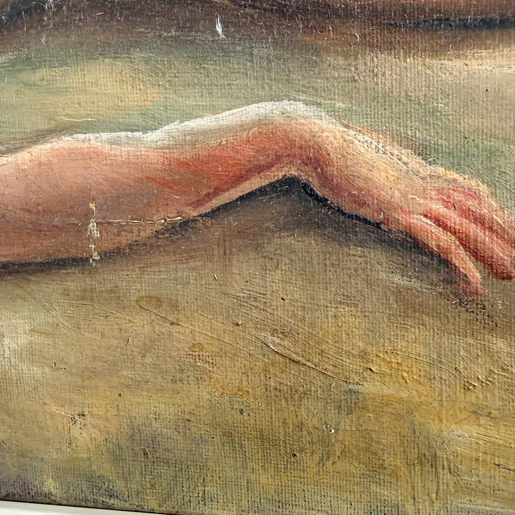 Antique Oil Painting of a Reclining Female Nude