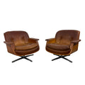 Set van vintage cognacleren draaibare fauteuils van Eugen Schmidt