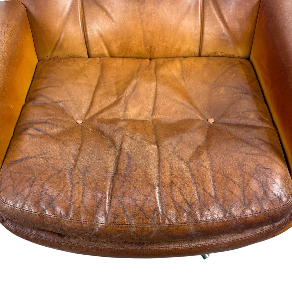 Set van vintage cognacleren draaibare fauteuils van Eugen Schmidt